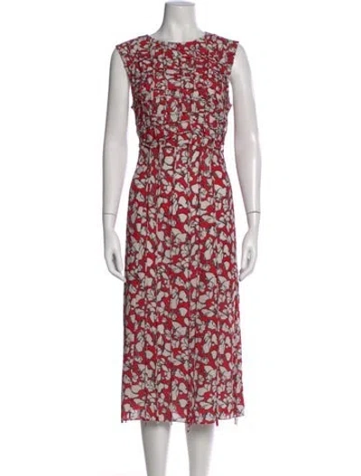 Pre-owned Jason Wu Floral Print Midi Length Dress In Red