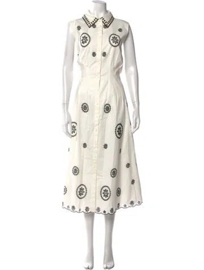 Pre-owned Jason Wu Floral Print Midi Length Dress W/ Tags In White