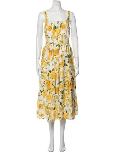 Pre-owned Jason Wu Floral Print Midi Length Dress W/ Tags In Yellow