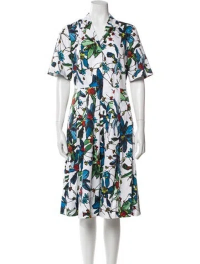 Pre-owned Jason Wu Floral Print Midi Length Dress In White