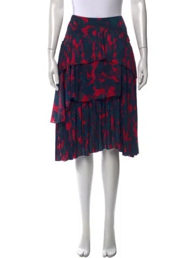 Pre-owned Jason Wu Floral Print Midi Length Skirt In Blue