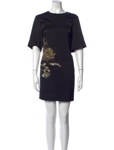 Pre-owned Jason Wu Floral Print Mini Dress In Black