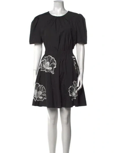 Pre-owned Jason Wu Floral Print Mini Dress In Black