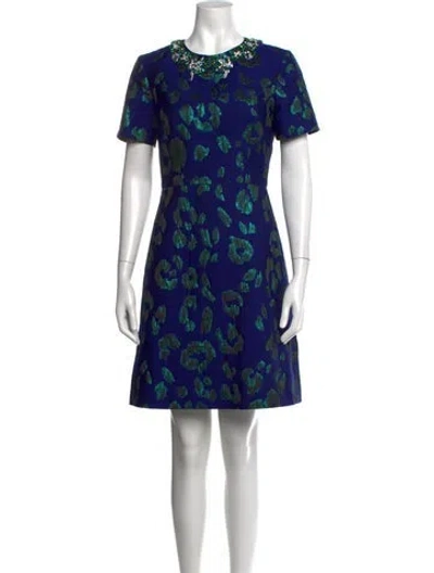 Pre-owned Jason Wu Floral Print Mini Dress In Blue/metallic