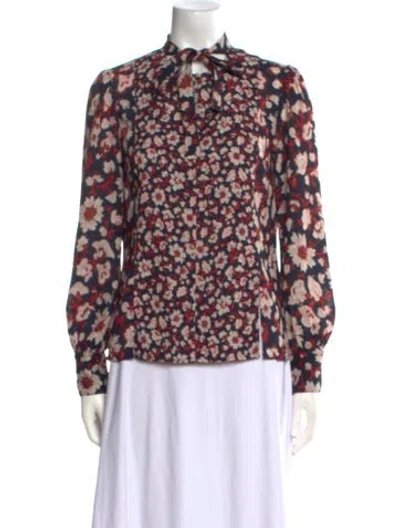 Pre-owned Jason Wu Floral Print Mock Neck Blouse In Multi