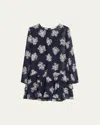 Jason Wu Floral-print Ruffle Mini Dress In Bouquet Floral-navy/