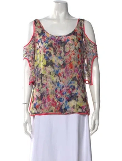 Pre-owned Jason Wu Floral Print Scoop Neck Top In Neutrals