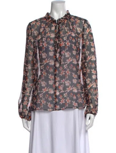 Pre-owned Jason Wu Floral Print Tie Neck Blouse In Multi