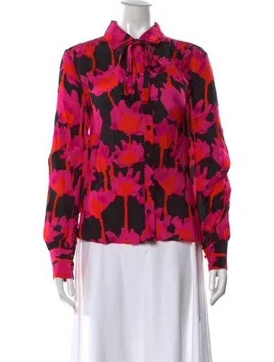 Pre-owned Jason Wu Floral Print Tie Neck Blouse In Multi