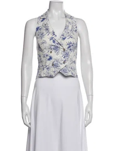 Pre-owned Jason Wu Floral Print V-neck Top W/ Tags In White