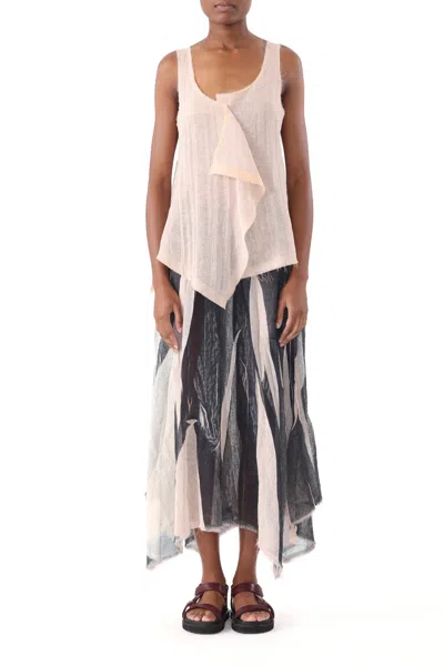 Jason Wu Gauze Screen Printed Skirt Handkerchief Hem In Black