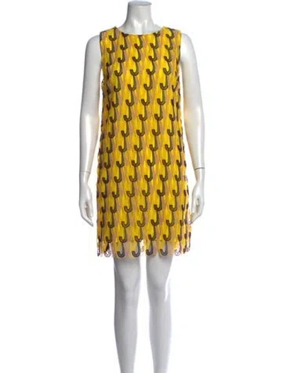 Pre-owned Jason Wu Graphic Print Mini Dress In Burgundy/pink/yellow