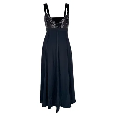 Pre-owned Jason Wu Grey Sequin Bustier Bodice Midi Dress In Black Viscose