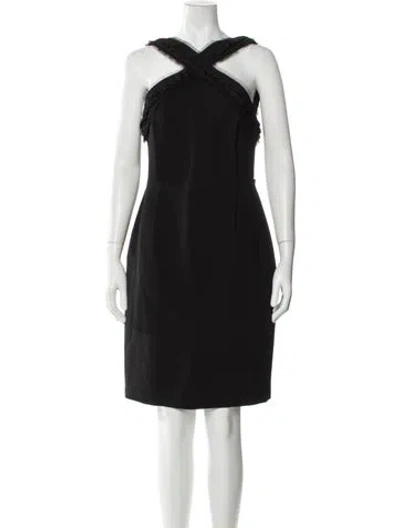 Pre-owned Jason Wu Halterneck Knee-length Dress In Black