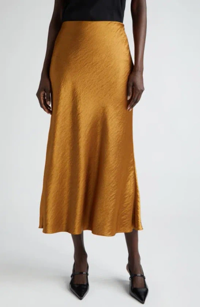 Jason Wu Hammered Satin Skirt In Burnished Gold