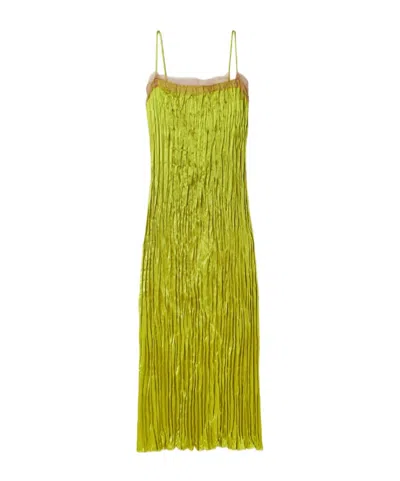 Jason Wu Hammered Silk Satin Midi Dress In Green