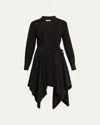 Jason Wu Handkerchief Silk Midi Wrap Shirtdress In Black