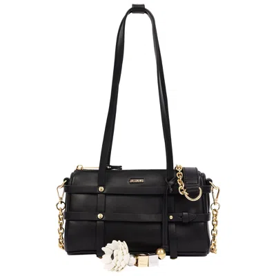 Jason Wu Harness Medium Satchel Shoulder Bag With Convertible Chain Strap & Floral Charm - Black