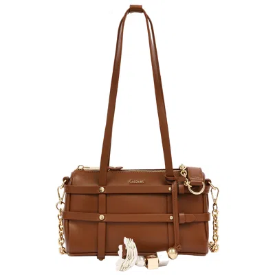 Jason Wu Harness Medium Satchel Shoulder Bag With Convertible Chain Strap & Floral Charm - Black In Brown