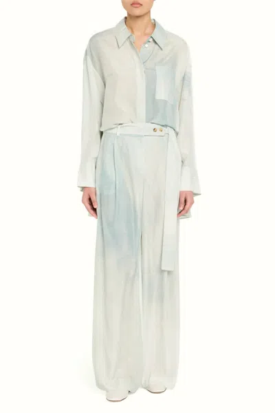 Jason Wu High Rise Pleat Front Straight Leg Habotai Pant With Extended Belt