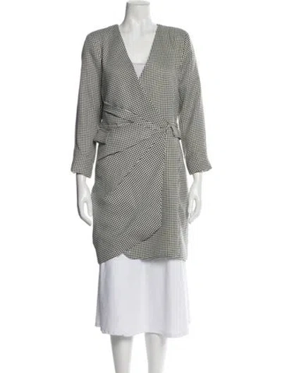 Pre-owned Jason Wu Houndstooth Print Coat In White