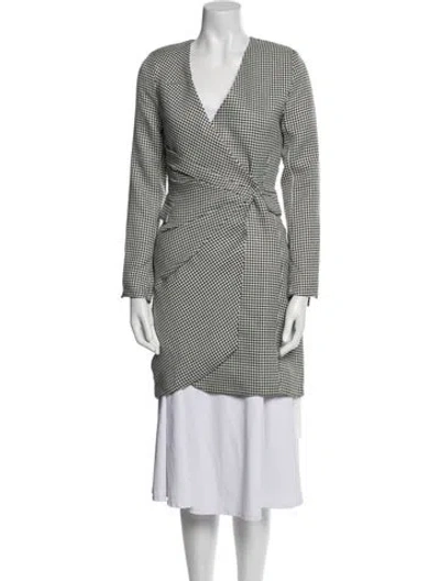 Pre-owned Jason Wu Houndstooth Print Coat In White
