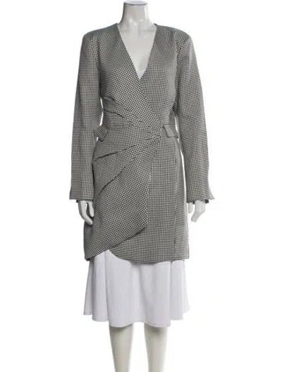 Pre-owned Jason Wu Houndstooth Print Coat In White