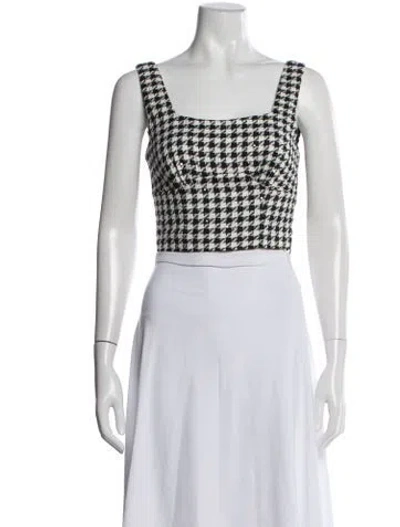Pre-owned Jason Wu Houndstooth Print Square Neckline Crop Top In White
