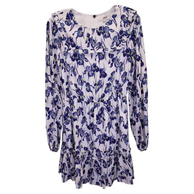 Pre-owned Jason Wu Iris Print Ruffled Dress In White Silk