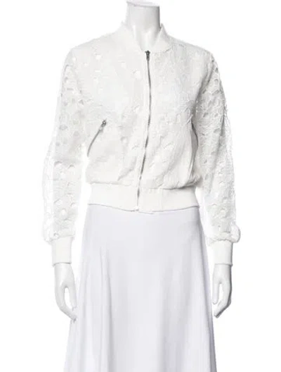 Pre-owned Jason Wu Lace Pattern Bomber Jacket W/ Tags In White
