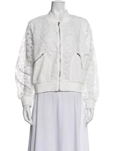 Pre-owned Jason Wu Lace Pattern Bomber Jacket In White