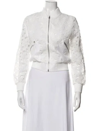 Pre-owned Jason Wu Lace Pattern Bomber Jacket In White