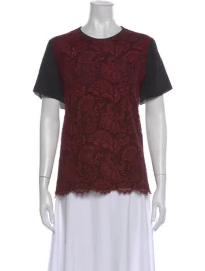 Pre-owned Jason Wu Lace Pattern Crew Neck Top In Burgundy