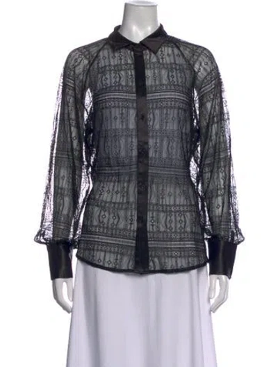 Pre-owned Jason Wu Lace Pattern Long Sleeve Blouse In Multicolor