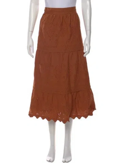 Pre-owned Jason Wu Lace Pattern Midi Length Skirt In Brown