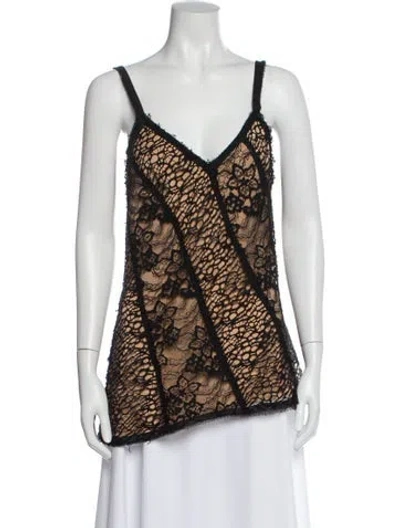 Pre-owned Jason Wu Lace Pattern V-neck Top In Black