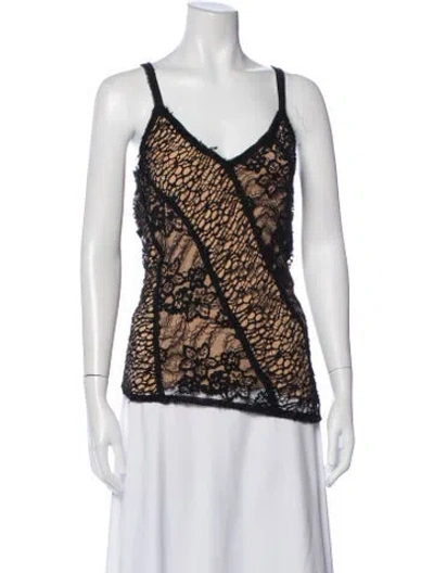 Pre-owned Jason Wu Lace Pattern V-neck Top In Black