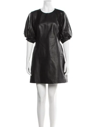 Pre-owned Jason Wu Lamb Leather Mini Dress In Black