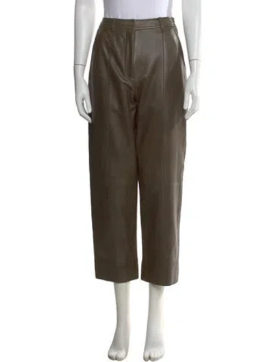 Pre-owned Jason Wu Lamb Leather Straight Leg Pants In Brown