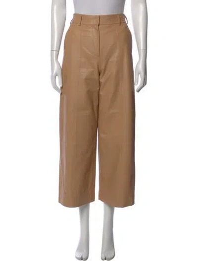 Pre-owned Jason Wu Lamb Leather Wide Leg Pants In Neutral