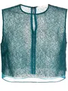 Jason Wu Layered Cropped Silk Blouse In Green
