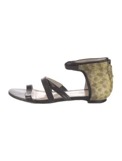 Pre-owned Jason Wu Leather Animal Print Sandals In Black