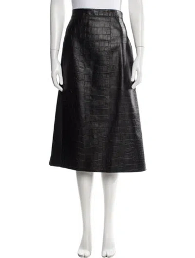 Pre-owned Jason Wu Leather Midi Length Skirt In Black