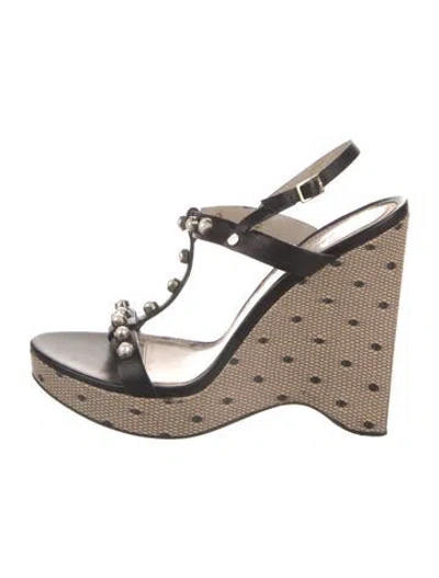 Pre-owned Jason Wu Leather Polka Dot Print Sandals In Black