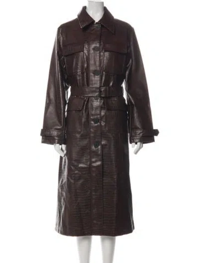 Pre-owned Jason Wu Leather Trench Coat W/ Tags In Burgundy