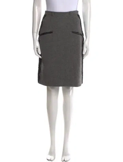 Pre-owned Jason Wu Leather Trim Embellishment Knee-length Skirt In Gray