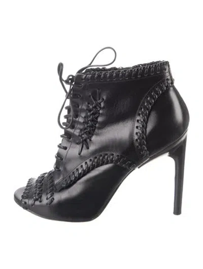 Pre-owned Jason Wu Leather Whipstitch Trim Combat Boots In Black