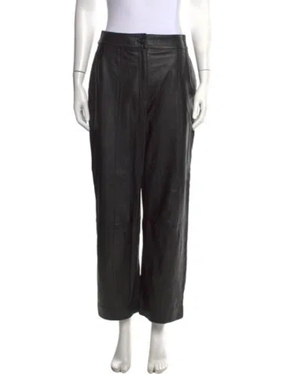 Pre-owned Jason Wu Leather Wide Leg Pants In Black