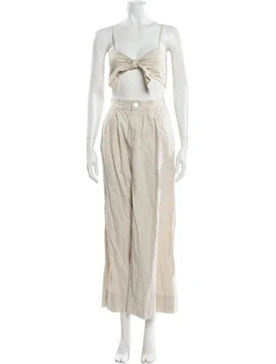 Pre-owned Jason Wu Linen Bow Accents Pant Set In Neutral
