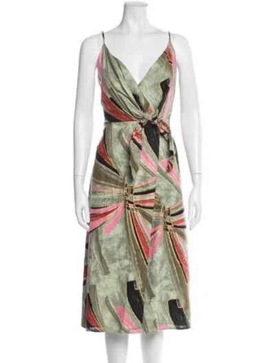 Pre-owned Jason Wu Linen Midi Length Dress In Green